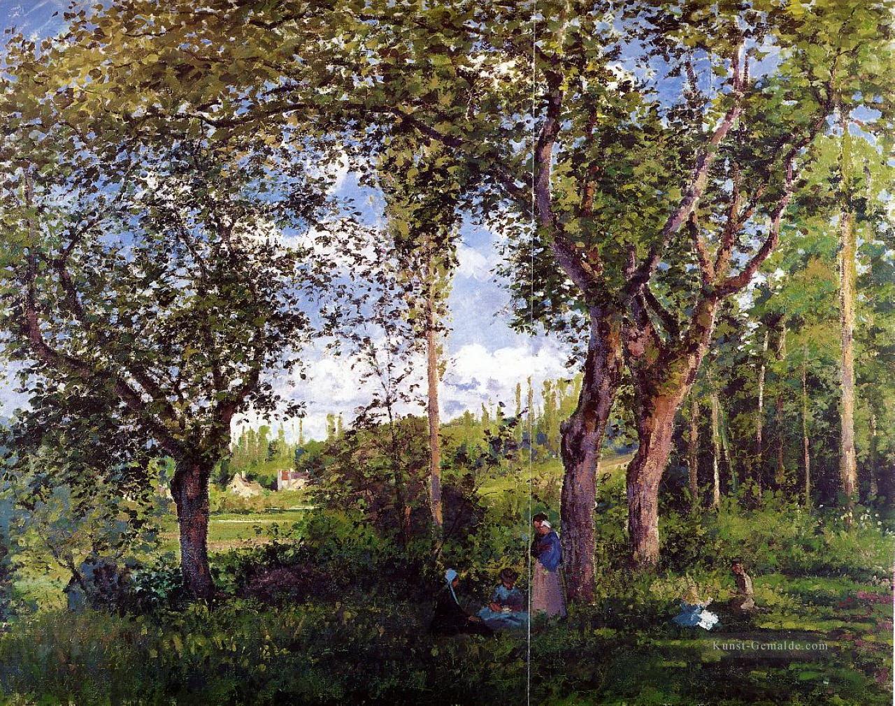 Landschaft mit Kinderwagen unter den Bäumen 1872 Camille Pissarro entspannen Ölgemälde